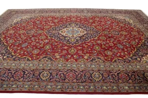 Vintage Red Traditional 10X13 Kashan  Persian Rug