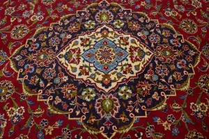 Vintage Red Traditional 10X13 Kashan  Persian Rug