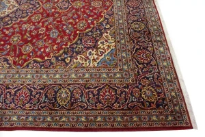 Vintage Red Traditional 10X13 Kashan  Persian Rug
