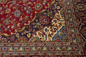 Vintage Red Traditional 10X13 Kashan  Persian Rug