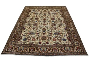 Vintage Cream Floral Classic 10X13 Tabriz Persian Rug