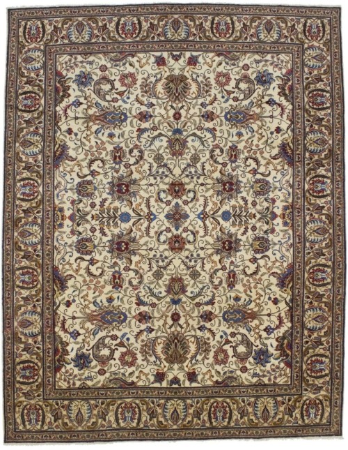 Vintage Cream Floral Classic 10X13 Tabriz Persian Rug