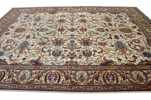 Vintage Cream Floral Classic 10X13 Tabriz Persian Rug