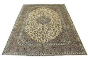 Vintage Cream Beige Traditional 10X13 Kashan Persian Rug