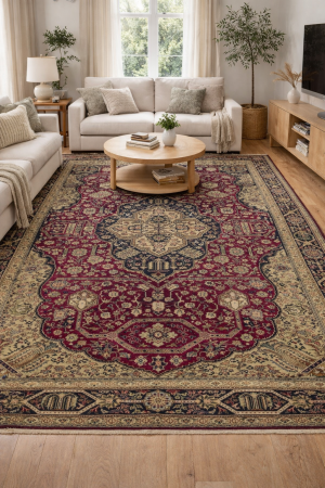 Vintage Red Traditional Pictorial 10X13 Tabriz Persian Rug