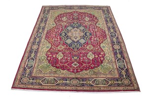 Vintage Red Traditional Pictorial 10X13 Tabriz Persian Rug