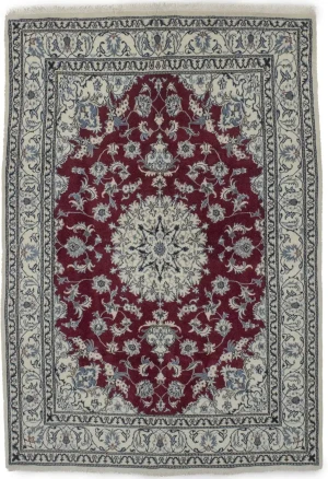 Red Floral Traditional 5'3X7'9 Nain Tabas Persian Oriental Rug