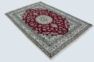 Red Floral Traditional 5'3X7'9 Nain Tabas Persian Oriental Rug