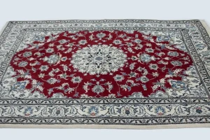 Red Floral Traditional 5'3X7'9 Nain Tabas Persian Oriental Rug