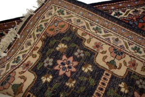 Vintage Dark Purple-navy Floral 3X33 Tabriz Persian Runner Rug