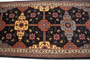 Vintage Dark Purple-navy Floral 3X33 Tabriz Persian Runner Rug