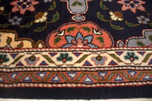 Vintage Dark Purple-navy Floral 3X33 Tabriz Persian Runner Rug
