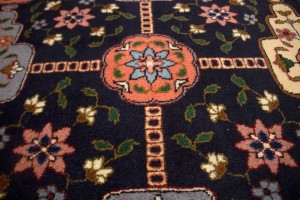 Vintage Dark Purple-navy Floral 3X33 Tabriz Persian Runner Rug