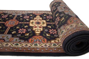 Vintage Dark Purple-navy Floral 3X33 Tabriz Persian Runner Rug