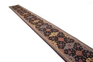 Vintage Dark Purple-navy Floral 3X33 Tabriz Persian Runner Rug