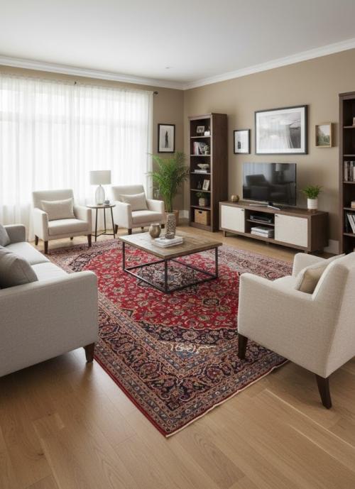 Red Floral 8'5X12'7 Kashan Persian Rug