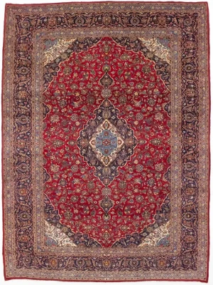 Red Semi Antique Traditional 10X13 Kashan Persian Rug