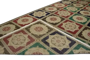 Multicolored Flat-Weave 11X31 Aubusson Chinese Rug