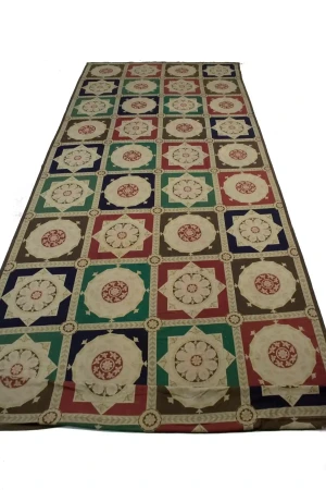 Multicolored Flat-Weave 11X31 Aubusson Chinese Rug