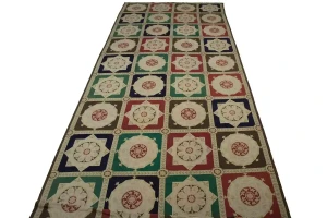 Multicolored Flat-Weave 11X31 Aubusson Chinese Rug