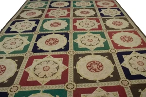 Multicolored Flat-Weave 11X31 Aubusson Chinese Rug