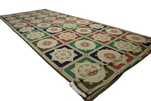 Multicolored Flat-Weave 11X31 Aubusson Chinese Rug