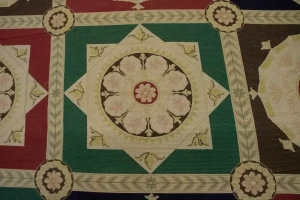 Multicolored Flat-Weave 11X31 Aubusson Chinese Rug