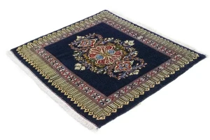 Purple-navy Vintage 3X3 Kashan Persian Square Rug
