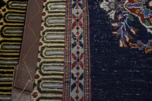 Purple-navy Vintage 3X3 Kashan Persian Square Rug