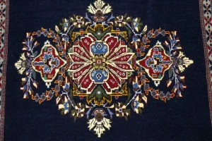 Purple-navy Vintage 3X3 Kashan Persian Square Rug