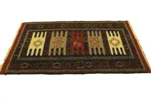 Charcoal Tribal 3X6 Sumak Herati Oriental Rug