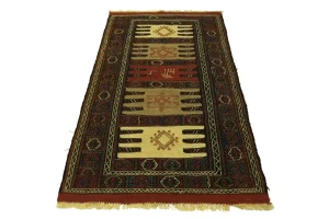 Charcoal Tribal 3X6 Sumak Herati Oriental Rug