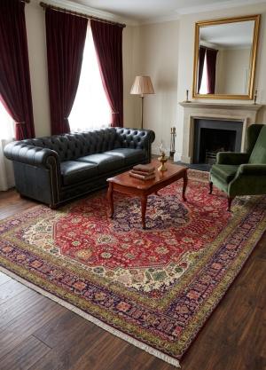 Vintage Traditional Red 8X11 Tabriz Persian Rug