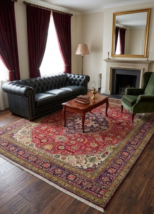Vintage Traditional Red 8X11 Tabriz Persian Rug