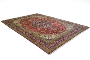 Vintage Traditional Red 8X11 Tabriz Persian Rug