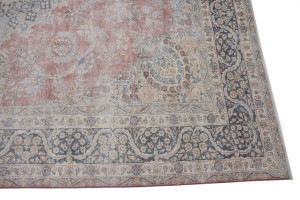 Muted Distressed Floral Antique 10X13 Kerman Persian Rug