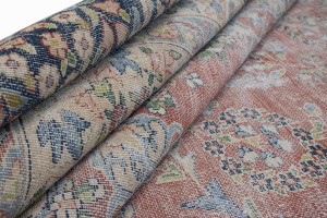 Muted Distressed Floral Antique 10X13 Kerman Persian Rug