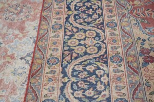 Muted Distressed Floral Antique 10X13 Kerman Persian Rug