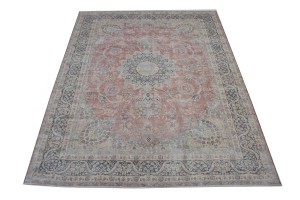 Muted Distressed Floral Antique 10X13 Kerman Persian Rug