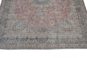 Muted Distressed Floral Antique 10X13 Kerman Persian Rug