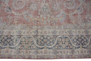 Muted Distressed Floral Antique 10X13 Kerman Persian Rug