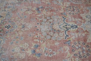 Muted Distressed Floral Antique 10X13 Kerman Persian Rug