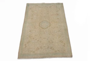 Beige Antique Floral 3X5 Traditional Tabriz Persian Oriental Rug