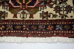 Vintage Beige Geometric 3X13 Karajeh Persian Runner Rug