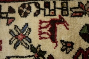 Vintage Beige Geometric 3X13 Karajeh Persian Runner Rug