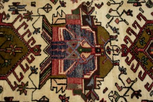 Vintage Beige Geometric 3X13 Karajeh Persian Runner Rug