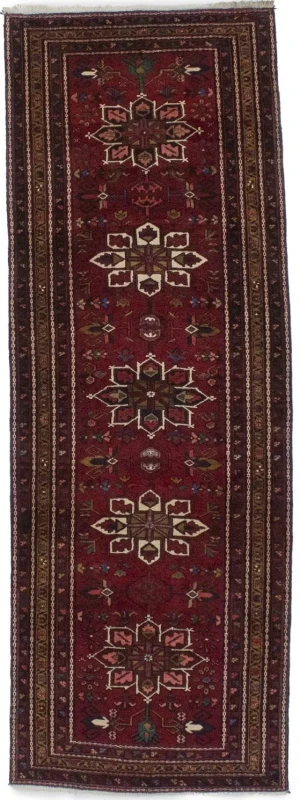 Vintage Red Floral 3'6X10' Goravan Persian Runner Rug