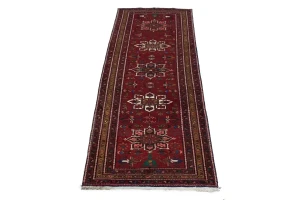 Vintage Red Floral 3'6X10' Goravan Persian Runner Rug