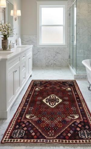3'5 X 4'10 Red Hand Knotted Tribal Shiraz Wool Persian Rug