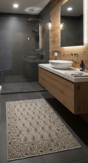 Vintage Beige Floral 3X5 Kashan Boteh Persian Rug